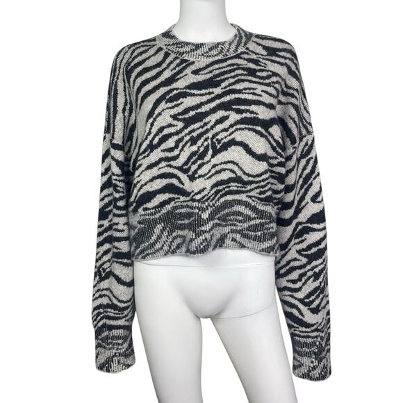 Rag & Bone Women's S Gray Tiger Print Alpaca Wool Print Pullover Sweater EUC - Picture 1 of 4